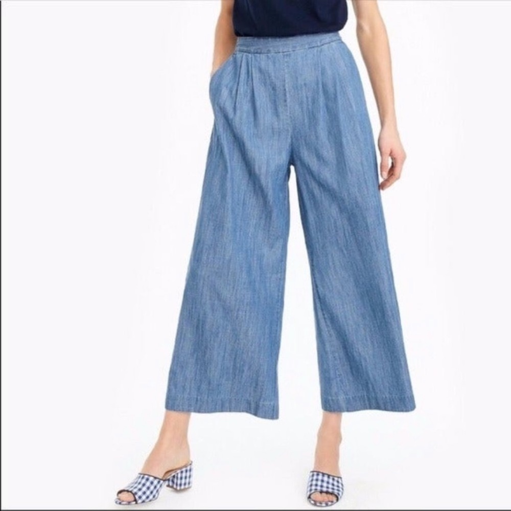NWT jcrew Wide leg chambray pants
